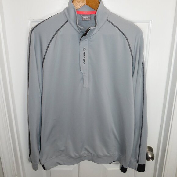 Puma Golf 1/4 Zip Popover PWR Warm Performance Men's Size XL Gray/Black Logo She - Picture 1 of 6